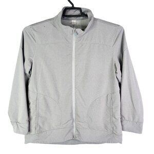 Womens Gray GapFit Jacket Full Zip Long Sleeve Mock Neck Polyester Blend Size XL